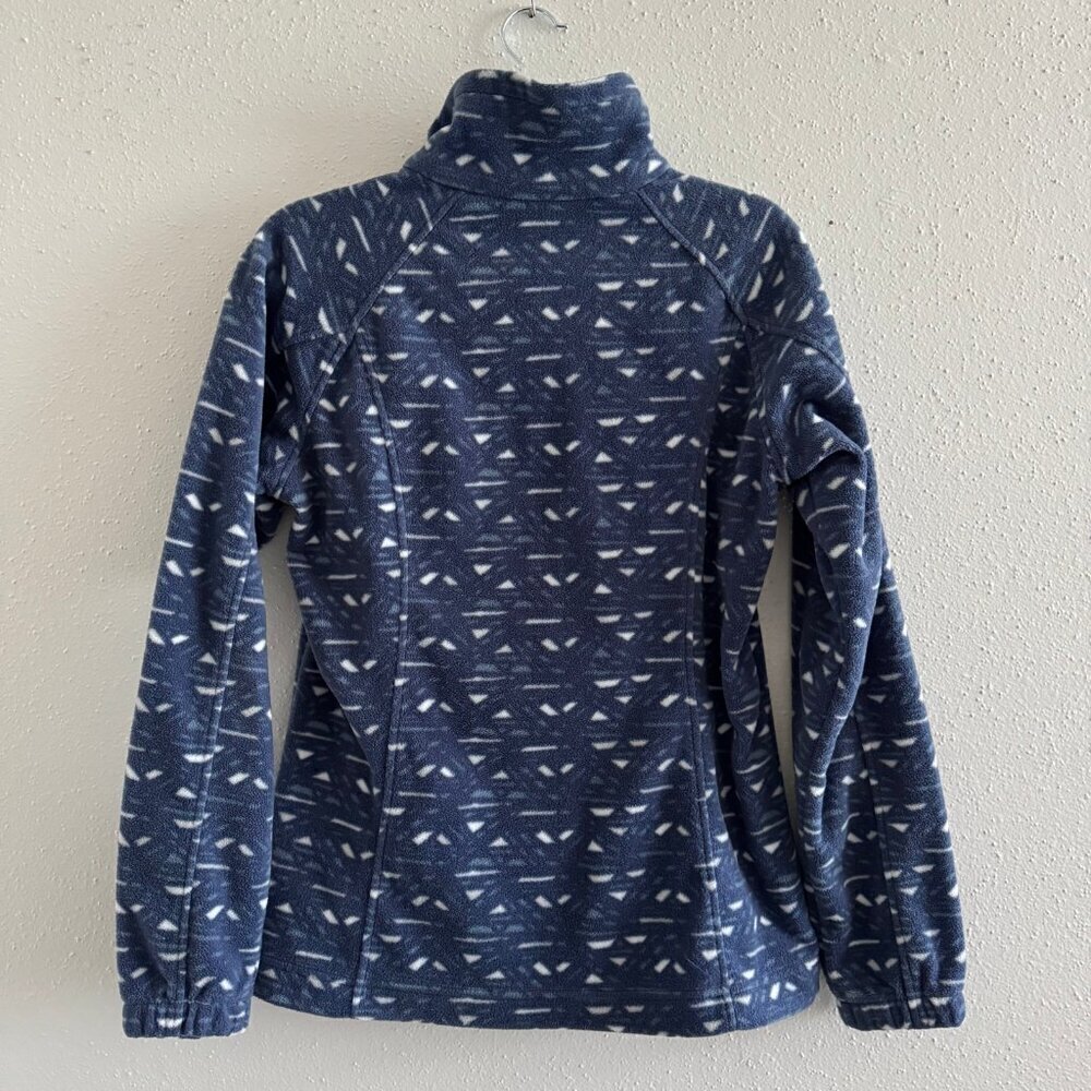 Columbia Full-Zip Fleece Jacket Women's M Blue Geometric Print Cozy Outerwear - Picture 4 of 4